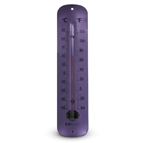 Headwind 12" Easter Purple Metal Thermometer – Durable Weather‑Resistant Indoor & Outdoor Wall‑Mount Temperature Gauge for Patio, Garden, Home, or Porch – Heavy‑Duty Metal Construction by EZ Read - color: Easter Purple