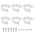 M METERXITY 6-Pack Brace Bands Chain Link Fence Parts, 1-3/8 Inch Galvanized Steel Chain Link Brace Band with Bolts and Nuts for Fence/Gate/Posts/Rust-Resistant [Silver]