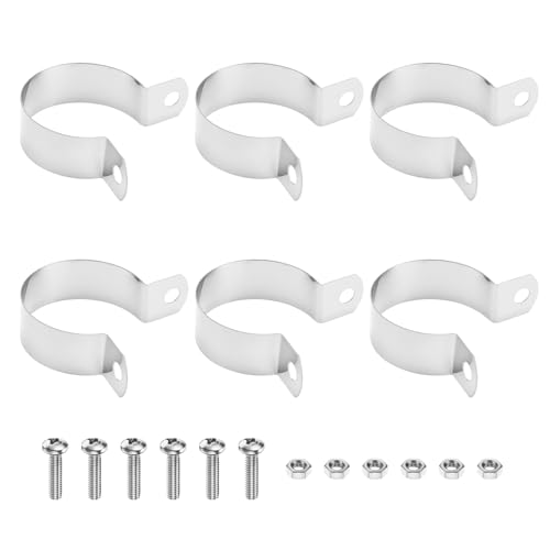 M METERXITY 6-Pack Brace Bands Chain Link Fence Parts, 1-3/8 Inch Galvanized Steel Chain Link Brace Band with Bolts and Nuts for Fence/Gate/Posts/Rust-Resistant [Silver] - size: 1-3/8"