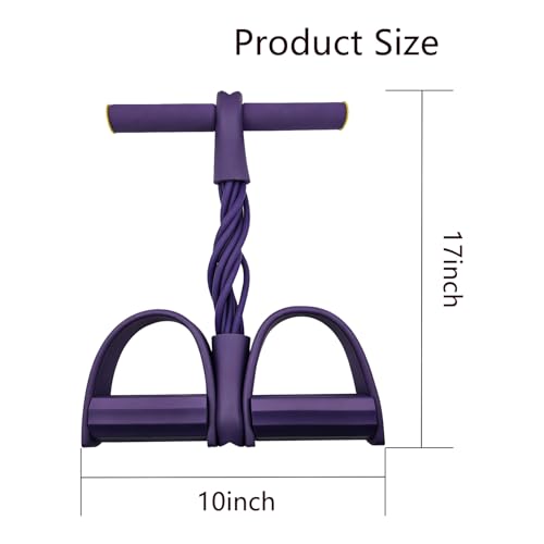 Pedal Resistance Band with Handles, 8-Tube Foot Exercise Band for Home Workout, Full Body Fitness Pull Rope for Abs, Arms, Legs, Non-Slip Foam Grips(2 Pack)