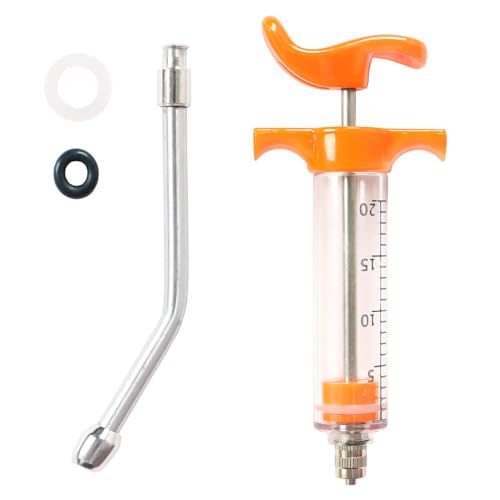 1 Pcs Goats Feed water filler, Drench Nozzle, Reusable, Adjustable Dosage, for Cattle, Sheep, Goats, Horse, Pig, Dog Supplies (Orange 20ml) - size: D (20ml)