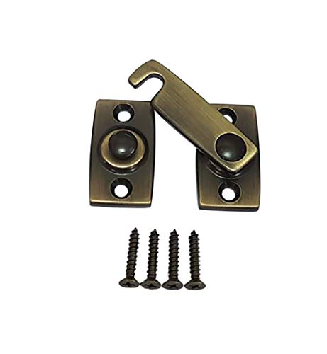 QCAA Solid Brass Shutter Bar/Door Latch, 7/8" x 2-3/32", Antique Brass, 1 Pack, Made in Taiwan - color: Antique Brass, size: 1 Pack