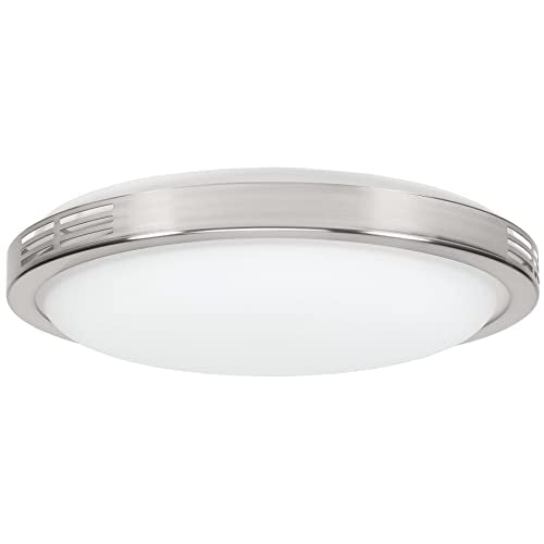 Homewerks 7105-07 Bathroom Fan with LED Light Ceiling Mount Exhaust Ventilation Silent 2.5 Sones 100 CFM, Decorative Brushed Nickel Trim - color: 100 CFM Brushed Nickel
