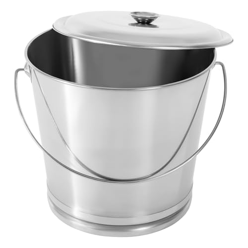 DYNAMI 5.3Gal Stainless Steel Bucket with Lid and Handle,Metal Compost Bucket Milk Bucket w/Raised Bottom,Large Opening Multipurpose Metal Bucket Ice Bucket Lab Bucket (20L/5.3Gal) - size: 20L/5.3Gal