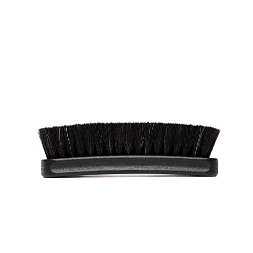 Cobbler's Choice Horsehair Shoe Brush - Premium Shoe Shine & Polish Brush | Horsehair Brush for Shoes & Boots - Buffs, Shines & Cleans Leather with a Concave Beech Wood Handle for a Comfortable Grip - color: Black