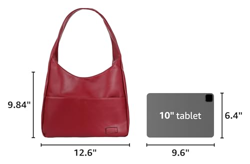 Women Tote Handbags Chic Vegan Leather Tote Bag Purse Stylish Casual Trendy Large Soft Shoulder Bag - color: Winered