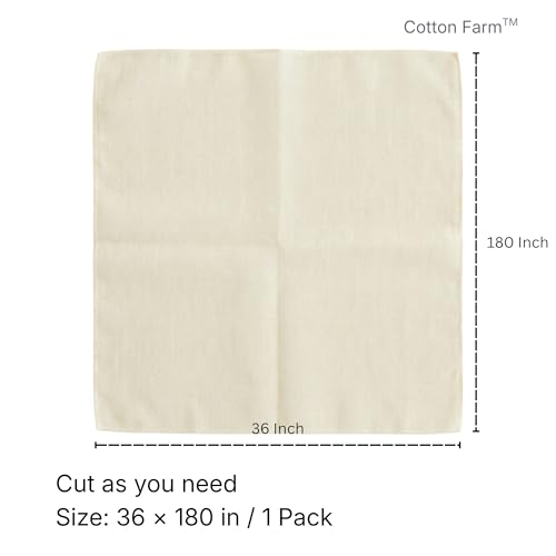 Cotton Farm Grade 100 XL Cheese Cloth for Straining & Cooking; 45 Sq Ft (5x1 yards); 100% Unbleached Cotton Cheesecloth; Reusable with Finished 2 Edges; Ultra-Dense (the finest) Butter Muslin - size: 180 x 36 inch / 1 piece
