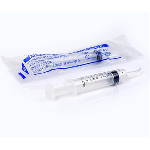 5 Pack Dental Syringe Disposable 12ml Dental Irrigation Syringe with Curved Tip for Oral, Dental Care, Tonsil Stone Squirt, Feed Pet, Liquid Injection, Oil, Glue, With Clear Measurement (C 5 Pack 12ml) - size: C 5 Pack 12ml