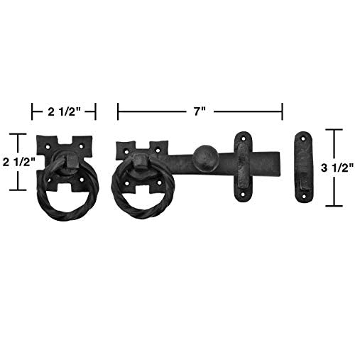 Renovators Supply Manufacturing Door Lock Latch 7 in. Black Wrought Iron Gate Latch Garage Barn Door Lock with Mounting Hardware - color: Black 7", size: Pack of 1