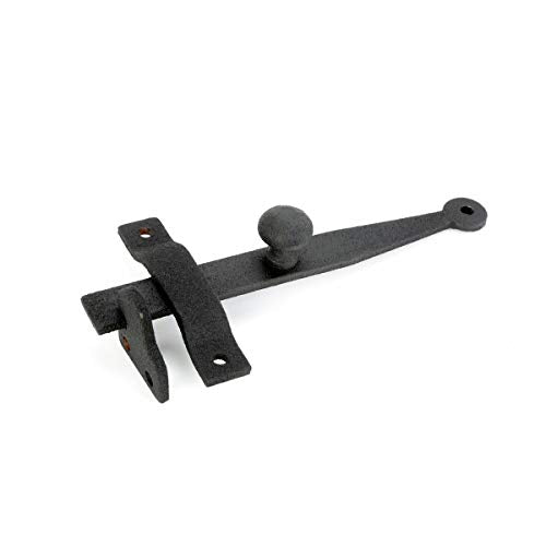Renovators Supply Manufacturing Door Latch 6 in. Black Cast Iron Gate Latch/Barn Door Latch Lock with Knob Lever and Mounting Hardware - color: Black 6", size: Pack of 1