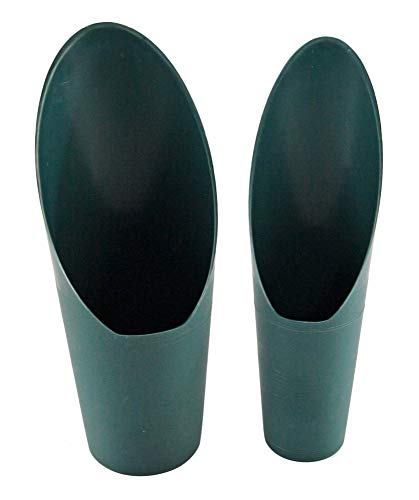 Home-X Set of 2 Soil Scoops - Mini Hand Scoops for Transplanting, Weeding, and Potting - Small Garden Scoop, Potting Scoopers, Bonsai Tool - Set of 2 Different Sizes 6½" x 2½" and 6¼" x 1¾" - Green