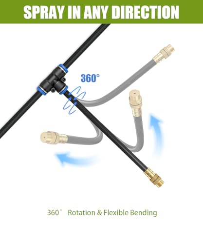 80FT 5/16" Misting Irrigation System for Garden with 30 Adjustable Nozzles | 360° Bendable Copper Nozzles, Quick Connect, Steady Flow, UV-Resistant PE Tubing & Accessories, Garden Beds& Greenhouse - size: 80 FT+30 Nozzles