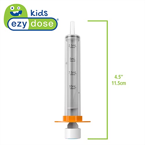 EZY DOSE Kids Baby Oral Syringe & Dispenser, True Easy Design, Color Coded, 10 mL/2 TSP with Bottle Adapter, 10 mL/2 TSP, Clear