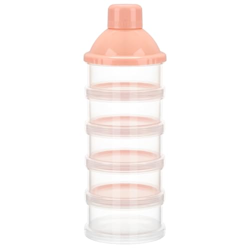 Accmor Formula Dispenser On The Go, 5 Compartments Stackable Formula Container for Travel, Baby Milk Powder Kids Snack Container, BPA Free - color: Light Pink-1pc