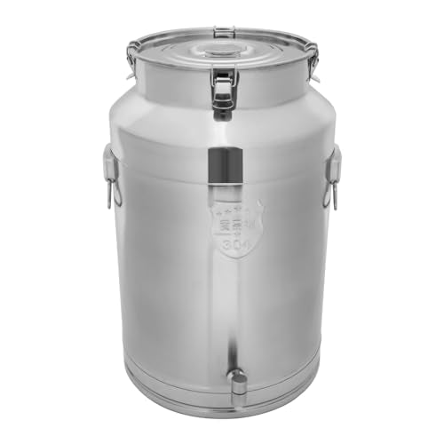 76L/20.07Gallon Milk Can with Faucet, Stainless Steel Milk Bucket Small Milk Jug Wine Pail Tote Pot Oil Liquid Storage Container with Sealed Lid, Keep Food Dry and Fresh for Kitchen Rice Cereal Grain - size: 76L/20.07Gallon, w/Spigot