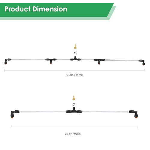 4 Nozzles Metal Sprayer Boom Wand with 3/8 Inch Brass Barb, Spray Wand, Switchable 2 Nozzle Pattern, Up To 55.1 Inches Long, Suitable For Watering Large Areas In Gardens, Farms