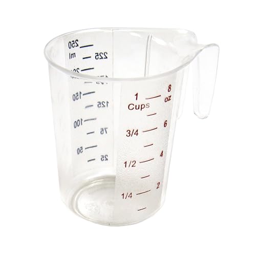 Winco 1-Cup Measuring Cup, Polycarbonate | Graduated measurements, Stackable design, For liquid and dry ingredients, baking and commercial food prep - size: 1 Cup