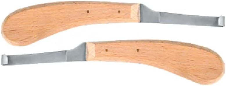 Hoof Knife Single Sided Edge Wide Blade – Stainless Steel Curved Blade Farrier Tool with Fine Wooden Grip, Multipurpose Hoof Trimming Knife for Livestock, 3-Inch Blade, 8.5-Inch Overall - style: Wide-Blade - LH