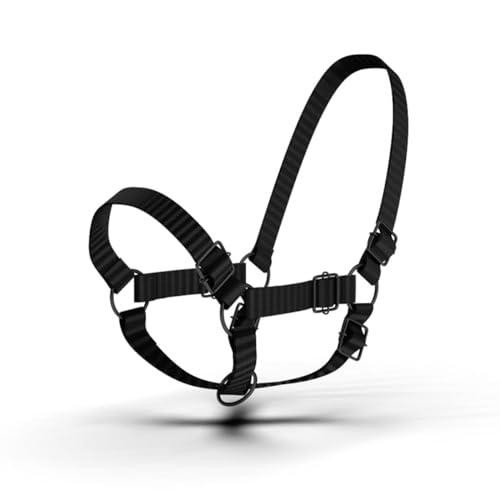 Adjustable Nylon Cow Halter | Calf Halter one Halter for (1 Year to Full Size) Easy Adjustable Straps elimates the Need of Ill-Fitting Cattle Halter - color: BLACK
