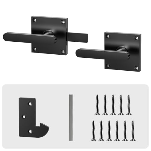 Double Side Gate Latch, Left Inswing Gate Latch for Wooden Fence | Black Fence Gate Latch With Handles, Heavy Duty Gate Latch for Wooden Gates, Vinyl Gate, Backyard, Garden - size: GL01