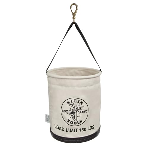 Klein Tools 5109SLR Canvas Bucket, All-Purpose Tool Bucket with Plastic Bottom with Drain Holes, Load Rated Up to 150-Pounds - size: Canvas, 150-Pound Load