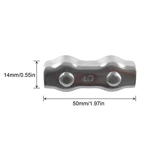 10pcs 304 Stainless Steel Wire Rope Clip M5 Poly Rope Connector Wires Splicer Connector Polyethylene Cord Connectors for Electric Fences