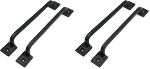 CRAFTSMAN ROAD Black Cast Iron Pull Handles 12 inch (Squared Base, Set of 2) - Cabinet Door Handles, Gate Handle Pull, Barn Door Hardware, Grab Handles (Pack of 2) - size: 12 Inch (Pack of 2)