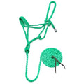 Jeffers Equine Braided Mule Tape Halter with 10' Detachable Lead Rope Set for Horses, 14 to 18 Hands - Stylish Design with Adjustable Poll Strap, Easy to Use Western Tack - Green - color: Green