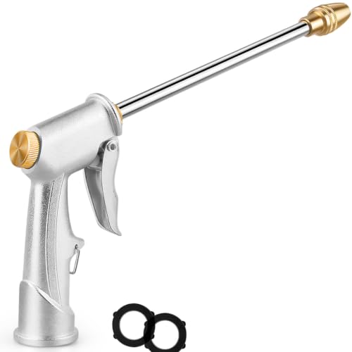 Garden Hose Nozzle Sprayer High Pressure Garden Hose Nozzle Heavy Duty Water Sprayer for Garden Spray Patio Outdoor Washer Pet Shower Car Wash attachment - color: Silver