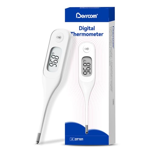 Berrcom Digital Thermometer for Adults and Kids, Medical Thermometer for Fever 10 Second Reading Armpit Thermometers with Fever Alarm - color: Navy Blue
