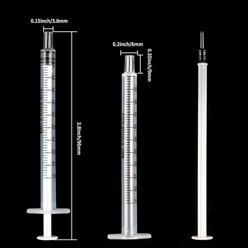 120pcs 1ml Syringes with Caps Luer Slip Tip Without Needles | Clear Plastic, Luer Slip Tips, 120 Black Caps Included, for Pet Feeding Measuring Dispensing and Industrial Use