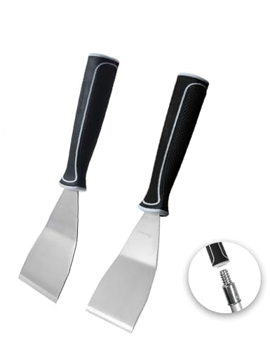 ROLLINGDOG 3 Inch Bnet Pole Scraper 2pcs | Stainless Steel Bent Blade, Anti-Slip Rubber Handle, Heavy Duty Paint Remover Scraper Tool - color: 2pcs Paint Scrapers