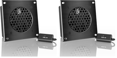 AC Infinity AIRPLATE S1, Quiet Cooling Fan System 4" with Speed Control, for Home Theater AV Cabinets (Pack of 2) - size: Single 80 (Pack of 2)