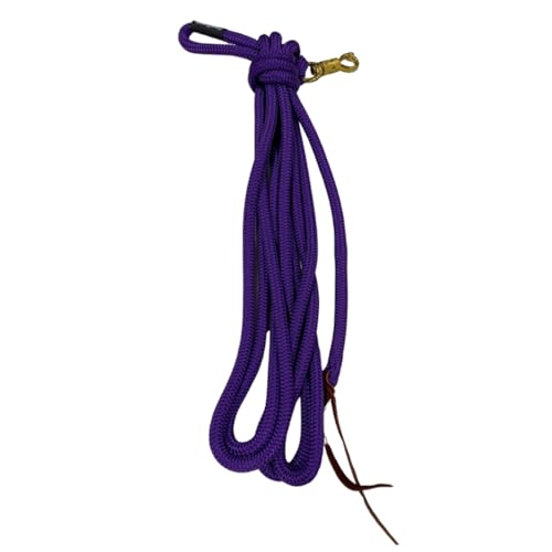 22 Foot Line Ground Training Rope - Strong Everyday Use All-Purpose Large Horse Lead Rope with Loop & Latigo Popper | 9/16" Diameter Smooth Yachting Braid, Purple - color: Purple
