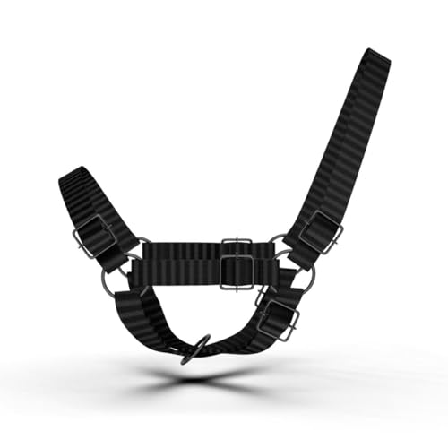 Adjustable Nylon Cow Halter | Calf Halter one Halter for (1 Year to Full Size) Easy Adjustable Straps elimates the Need of Ill-Fitting Cattle Halter - color: BLACK