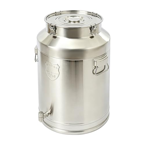 76L/20Gal 304 Stainless Steel Milk Can with Spigot | Food Storage Container for Liquid & Dry Goods, Wine Pail Bucket Metal Tote Jug for Kitchen, Farm - size: 76L/20Gal,w/Faucet