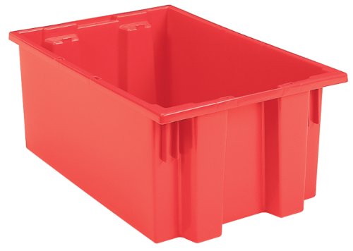 Akro-Mils 35190 Nest and Stack Plastic Storage Container and Distribution Tote, (19-1/2-Inch L x 15-1/2-Inch W x 10-Inch H), Red, (6-Pack) - color: Red