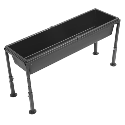 Livestock Feeder Water Trough 42" Long 11 Gallon with Adjustable | Stand for Feeding Farm Livestock Sheep Horses Chickens Pigs and Cattle Steel+Plastic Powder Coated