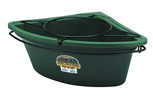 Little Giant Plastic Corner Feeder Bucket (Green) Durable & Useful Space Saving Corner Feed Trough (26 Quart) (Item No. PCF6GREEN)