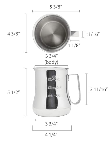 TrueCraftware- 40 oz Milk Frothing Pitcher Stainless Steel with Measuring Scale- Frother Cup Steaming Espresso Milk Pitcher Coffee Bar Cappuccino Barista Tools Milk Jug Steamer - size: 40 Ounces