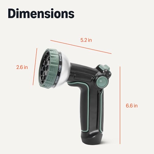 Amazon Basics Garden Hose Nozzle, 10 Spray Patterns, Metal with Rotating Head, Black