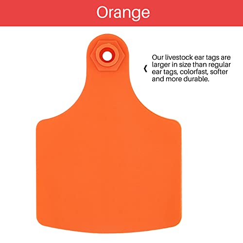 4.1" L×3.5" W Cattle Ear Tags Big Blank 100PCS Livestock Identification TPU | Cow Ear Tags for Cattle Laser Tags for Cows Pigs Hog Goats Sheep Calf Animal Goat Sheep Earring Tags Non-fading (Orange) - color: 7-orange