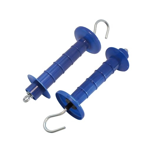 15 Pack Electric Fence Insulated Plastic gate Handle with Internal Spring and Double Ring end, Blue，for Electric Fence Gate Livestock Fence Agricultural Fencing and Pasture - style: PK15,Plastic Insulators,Blue
