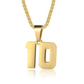 Number Necklaces Personalized Necklaces 18K Gold Plated Initial Number Pendant Stainless Steel Chain Sports Necklaces for Men Women - color: Gold, style: 10
