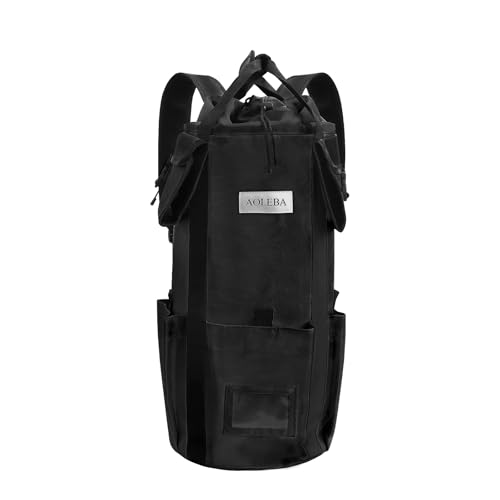 AOLEBA Arborist Rope Storage Bag Tree Climbing Rock Rope Bucket Backpack Rope Storage Bag Large Capacity 1680D Thicken Nylon Material with Hand Straps, Side Pockets - color: Black