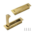 2PCS 304 Stainless Steel Pocket Door Handle Brushed Flush Mount Hardware Door Edge Pull for Closet Pocket (Brushed Gold) - color: Gold-2pcs-A