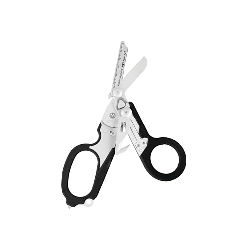 LEATHERMAN, Raptor Rescue, 6-in-1 Heavy-Duty Emergency/Trauma Shears with Carbide Glass Breaker & Strap Cutter, Made in the USA, Utility Holster Included, Black-Orange, With Utility Holster - color: Black/Orange