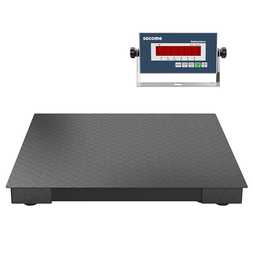 36"x36" Heavy-Duty Industrial Floor Scale, 5000lb x 0.5lb, Black | Carbon Steel Warehouse Scale with Digital Indicator, Accurate Pallet Scale for Postal Luggage Shipping Mailing Weighing - size: 36"x36"-5000LB