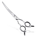 HASHIMOTO Curved Dog Grooming Scissors, 6.5 inch, Trimming Face and Paws. | Sharp, lightweight, 440C Stainless Steel, 30 Degree of Curved Blade - size: 6.5", style: Curved