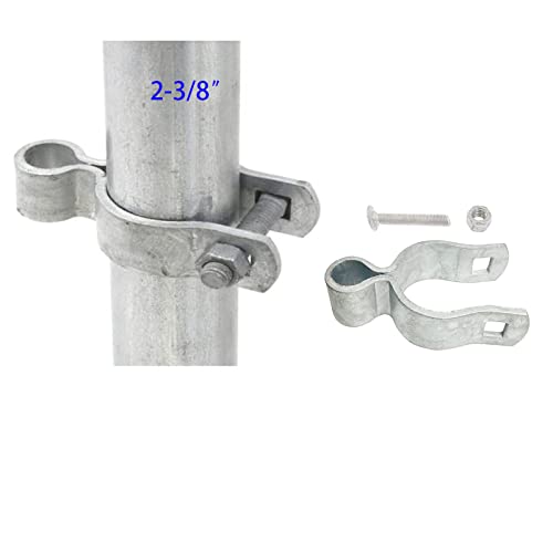 2 Pack 2-3/8inch Chain Link Fence Frame Gate Post Hinge/Galvanized Steel Zinc Plated Pipe Gate Hinge for 2-3/8 Outside Diameter Post/Pipe, Nut/Bolt Included for Hinge - size: 2-3/8 Inch